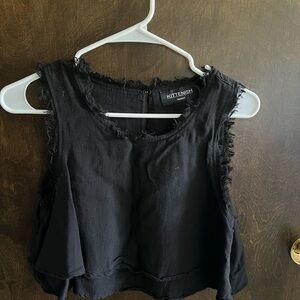 Black crop top with fringe